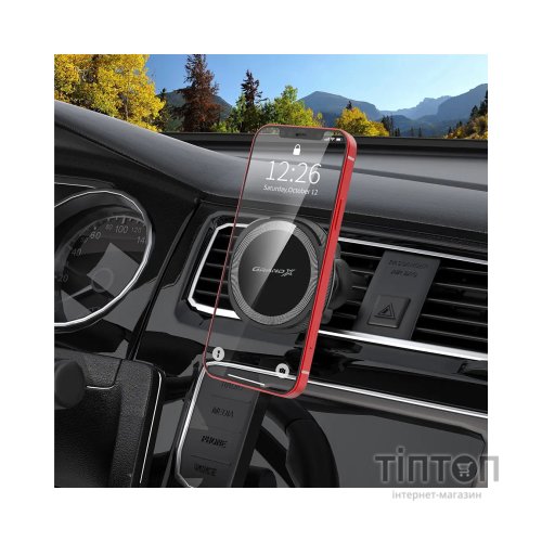 Універсальний автотримач Grand-X MT-15W MagSafe з зарядкою 15W (кріплення на дефлектор) (MT-15W)