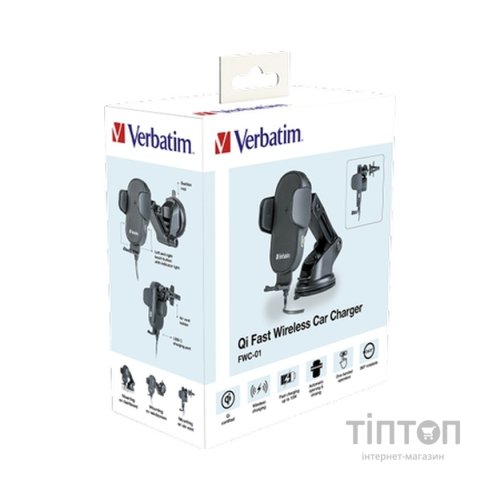 Універсальний автотримач Verbatim FWC-01 with Qi Fast Wireless Car Charger (49552)