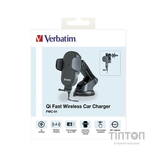 Універсальний автотримач Verbatim FWC-01 with Qi Fast Wireless Car Charger (49552)