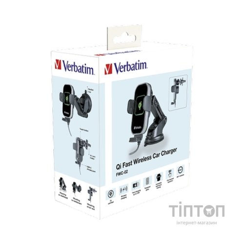 Універсальний автотримач Verbatim FWC-02 with Qi Fast Wireless Car Charger (49553)