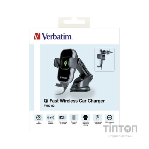 Універсальний автотримач Verbatim FWC-02 with Qi Fast Wireless Car Charger (49553)