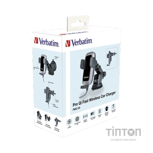 Універсальний автотримач Verbatim FWC-03 with Pro Qi Fast Wireless Car Charger (49554)