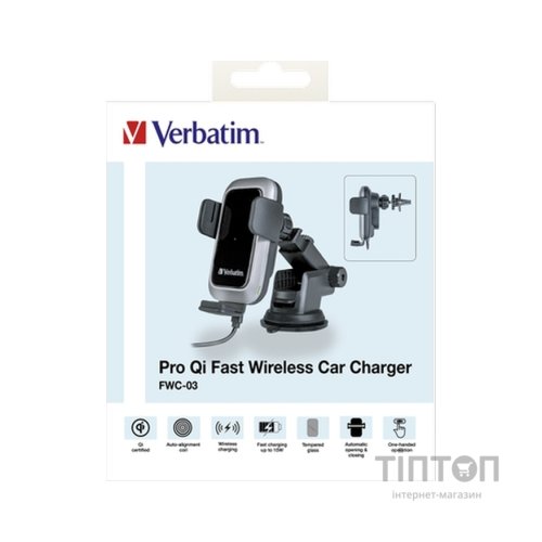 Універсальний автотримач Verbatim FWC-03 with Pro Qi Fast Wireless Car Charger (49554)