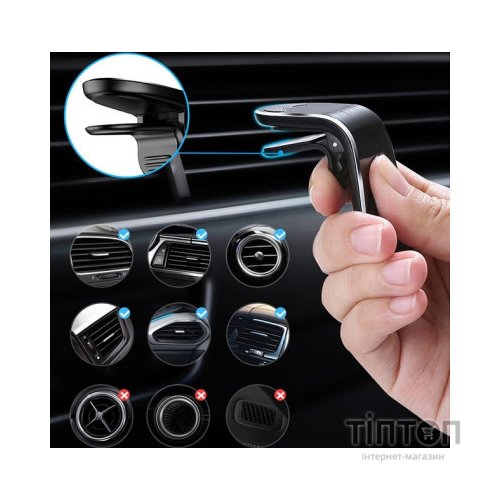 Універсальний автотримач XO на дефлектор C82 Flat Magnetic Black (XO-C82BK)