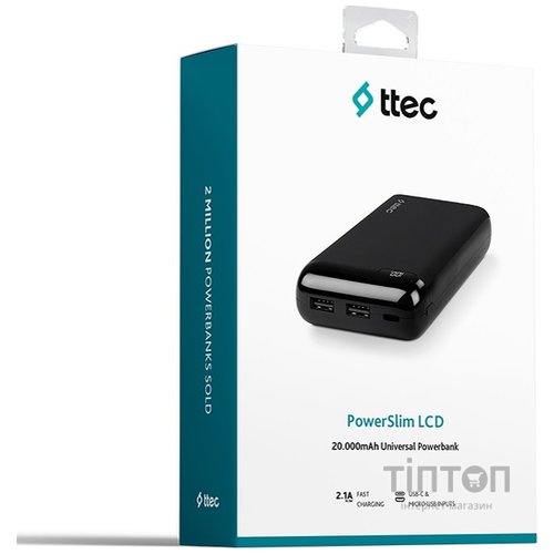 Универсальная мобильная батарея Ttec 20000mAh PowerSlim Black (2BB184S)