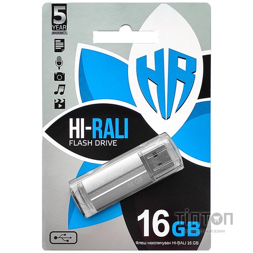 USB флеш накопичувач Hi-Rali 16GB Corsair Series Silver USB 2.0 (HI-16GBCORSL)