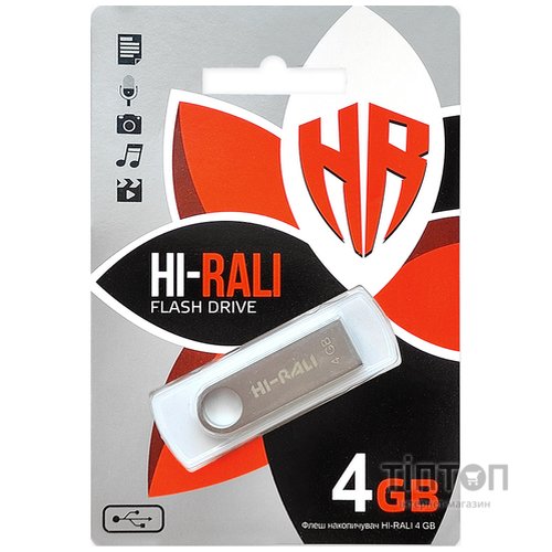 USB флеш накопичувач Hi-Rali 4GB Shuttle Series Silver USB 2.0 (HI-4GBSHSL)