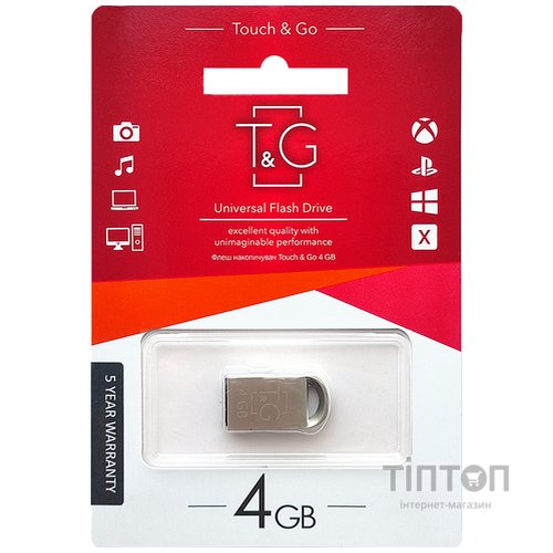 USB флеш накопичувач T&G 4GB 107 Metal Series Silver USB 2.0 (TG107-4G)
