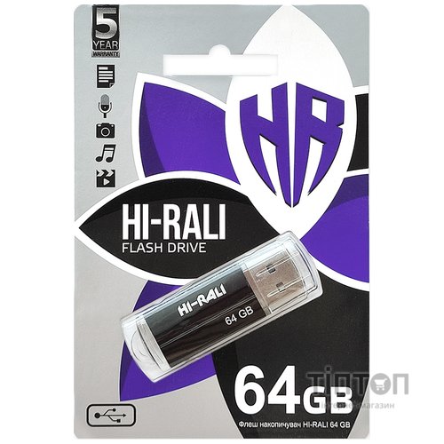 USB флеш накопичувач Hi-Rali 64GB Corsair Series Black USB 2.0 (HI-64GBCORBK)