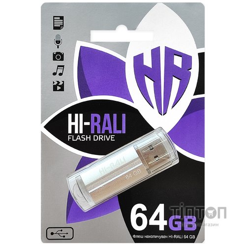 USB флеш накопичувач Hi-Rali 64GB Corsair Series Silver USB 2.0 (HI-64GBCORSL)