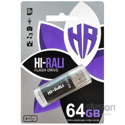 USB флеш накопичувач Hi-Rali 64GB Rocket Series Black USB 2.0 (HI-64GBVCBK)