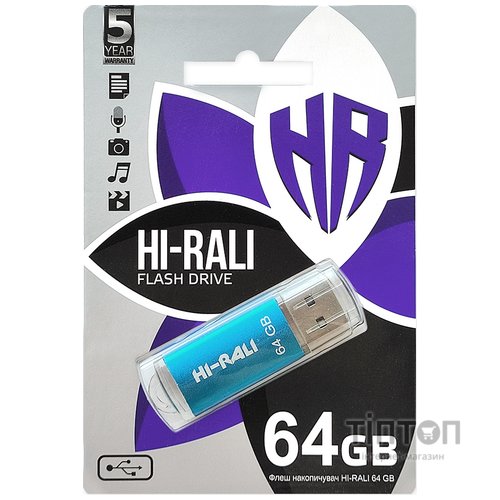 USB флеш накопичувач Hi-Rali 64GB Rocket Series Blue USB 2.0 (HI-64GBVCBL)