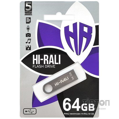 USB флеш накопичувач Hi-Rali 64GB Shuttle Series Black USB 2.0 (HI-64GBSHBK)
