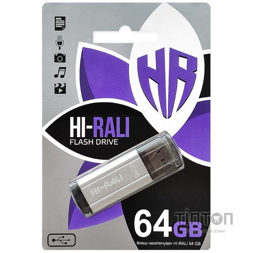USB флеш накопичувач Hi-Rali 64GB Stark Series Silver USB 2.0 (HI-64GBSTSL)