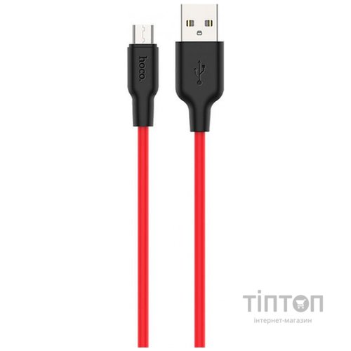 USB Cable Hoco X21 Silicone MicroUSB Black/Red 1m
