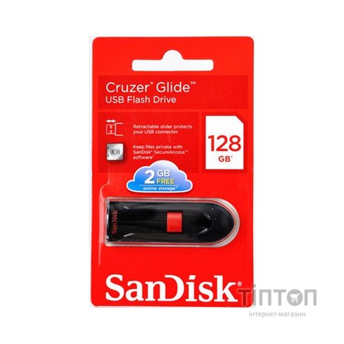 USB флеш 128Gb SanDisk Cruzer Glide USB 2.0 чорна