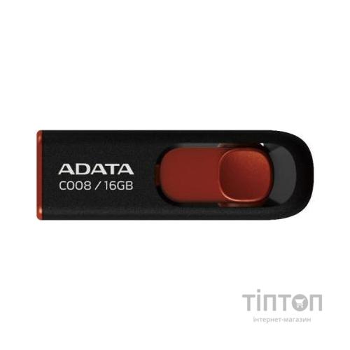 USB флеш 16Gb A-Data C008 USB 2.0 чорно-червоний