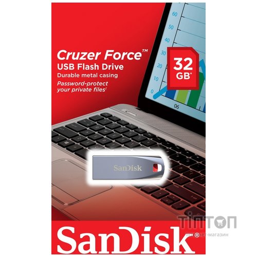 USB флеш 32Gb SanDisk Cruzer Force USB 2.0 срібляста