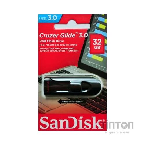 USB флеш 32Gb SanDisk Cruzer Glide чорний/червоний