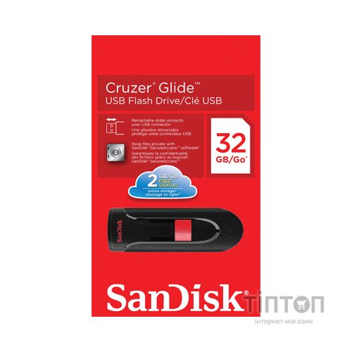 USB флеш 32Gb SanDisk Cruzer Glide USB 2.0 чорна