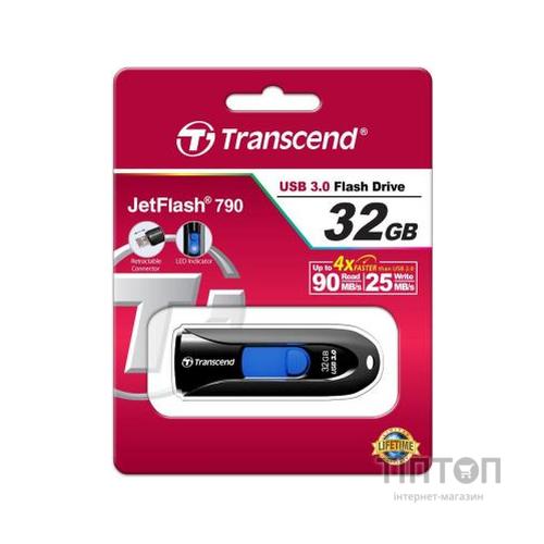 USB флеш 32Gb Transcend JetFlash 790 чорний