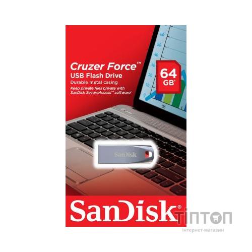 USB флеш 64Gb SanDisk Cruzer Force срібний