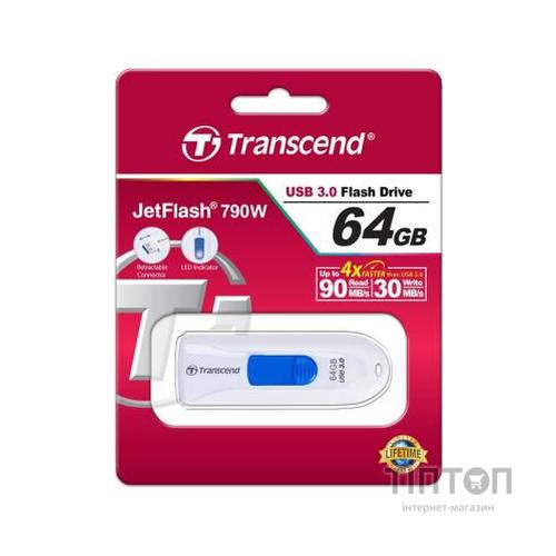 USB флеш 64Gb Transcend JetFlash 790 білий