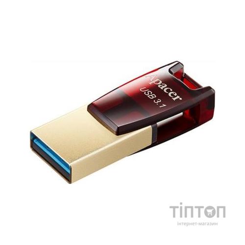 USB флеш Apacer 64GB AH180 Red Type-C Dual USB 3.1 (AP64GAH180R-1)
