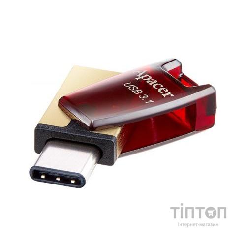 USB флеш Apacer 64GB AH180 Red Type-C Dual USB 3.1 (AP64GAH180R-1)