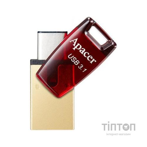 USB флеш Apacer 64GB AH180 Red Type-C Dual USB 3.1 (AP64GAH180R-1)