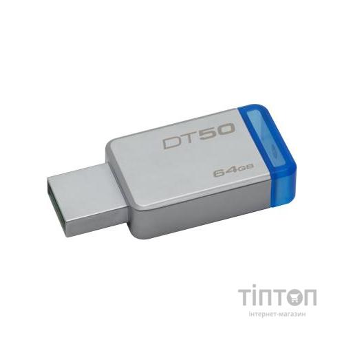 USB флеш Kingston 64GB USB 3.1 DT50 сірий