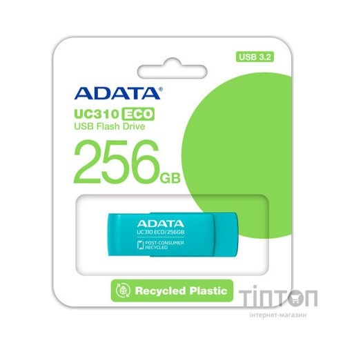 USB флеш накопичувач ADATA 256GB UC310 Eco Green USB 3.2 (UC310E-256G-RGN)