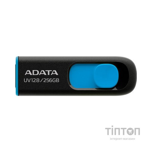 USB флеш накопичувач ADATA 256GB UV128 Black/Blue USB 3.2 (AUV128-256G-RBE)