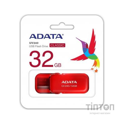 USB флеш накопичувач ADATA 32GB UV240 Red USB 2.0 (AUV240-32G-RRD)