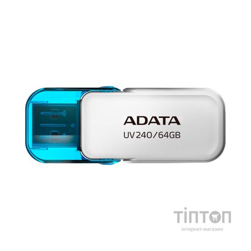 USB флеш накопичувач ADATA 64GB AUV 240 White USB 2.0 (AUV240-64G-RWH)