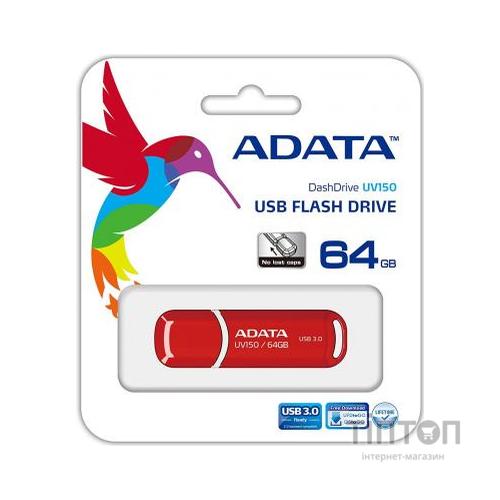 USB флеш накопичувач ADATA 64GB UV150 Red USB 3.0 (AUV150-64G-RRD)