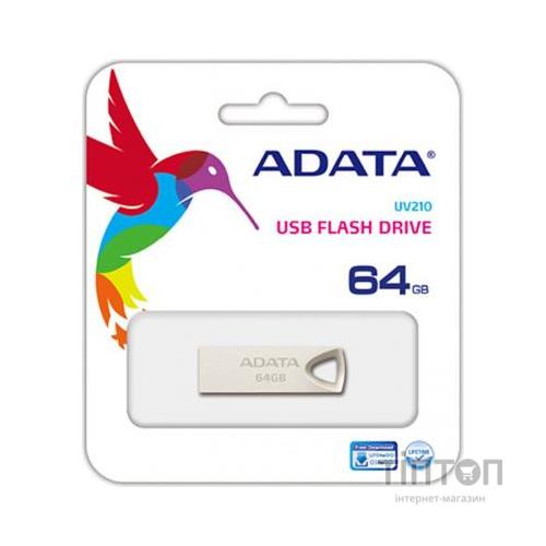 USB флеш накопичувач ADATA 64GB UV210 Metal Silver USB 2.0 (AUV210-64G-RGD)