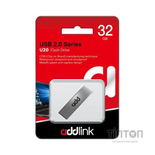USB флеш накопичувач AddLink 32GB U20 Titanium USB 2.0 (ad32GBU20T2)
