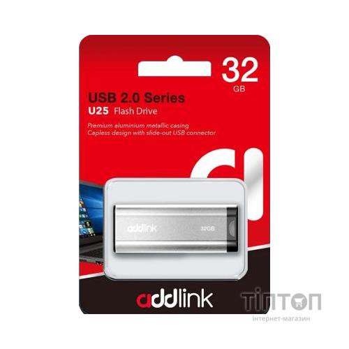 USB флеш накопичувач AddLink 32GB U25 Silver USB 2.0 (ad32GBU25S2)