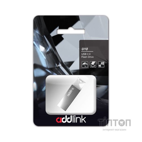 USB флеш накопичувач AddLink 64GB U10 Gray USB 2.0 (ad64GBU10G2)