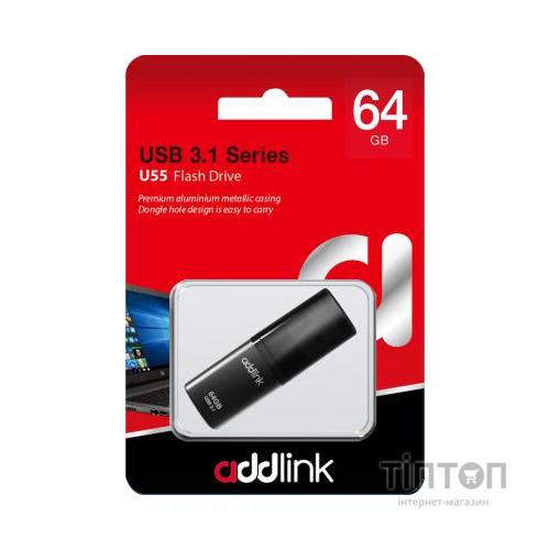 USB флеш накопичувач AddLink 64GB U55 Black USB 3.1 (ad64GBU55B3)