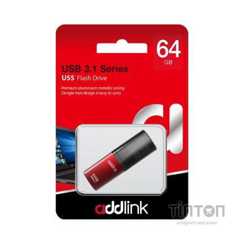 USB флеш накопичувач AddLink 64GB U55 Red USB 3.0 (ad64GBU55R3)