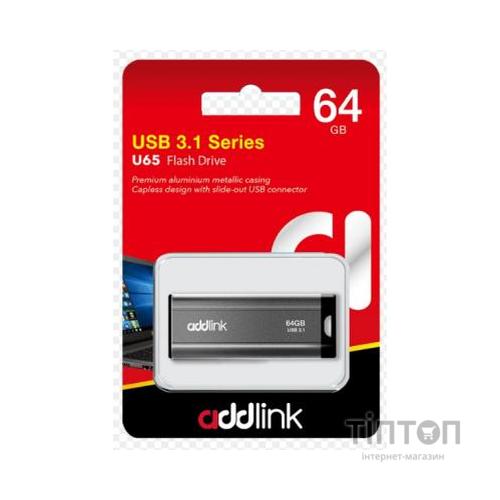 USB флеш накопичувач AddLink 64GB U65 Gray USB 3.1 (ad64GBU65G3)