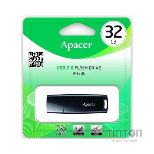 USB флеш накопичувач Apacer 32GB AH336 Black USB 2.0 (AP32GAH336B-1)