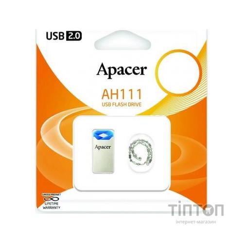 USB флеш накопичувач Apacer 64GB AH111 Blue USB 2.0 (AP64GAH111U-1)