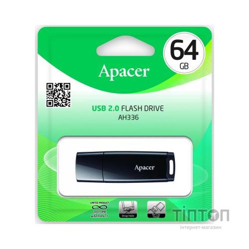 USB флеш накопичувач Apacer 64GB AH336 Black USB 2.0 (AP64GAH336B-1)