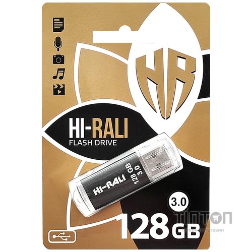 USB флеш накопичувач Hi-Rali 128GB Rocket Series Black USB 3.0 (HI-128GBVC3BK)