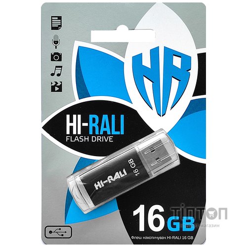 USB флеш накопичувач Hi-Rali 16GB Rocket Series Black USB 2.0 (HI-16GBVCBK)