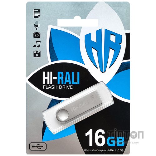 USB флеш накопичувач Hi-Rali 16GB Shuttle Series Silver USB 2.0 (HI-16GBSHSL)