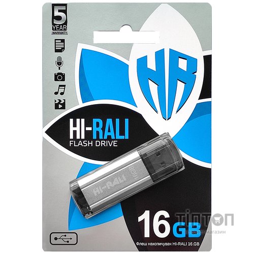USB флеш накопичувач Hi-Rali 16GB Stark Series Silver USB 2.0 (HI-16GBSTSL)